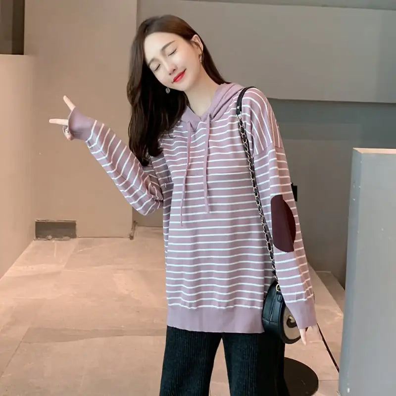 Two-Piece Knitted Nursing Clothing with Wide-Leg Pants