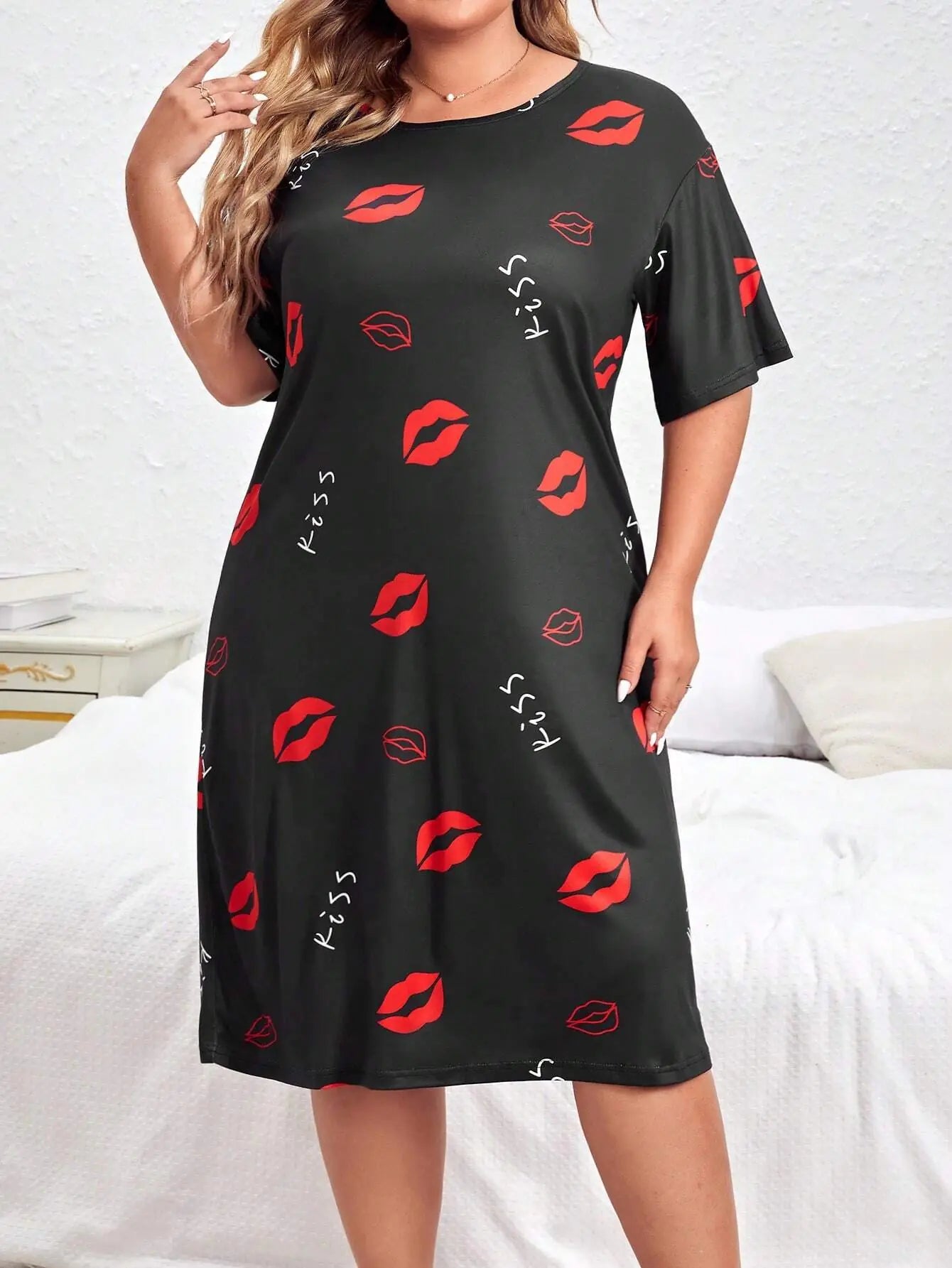 Women’s Short-Sleeve Pajama Dress (Plus Size)