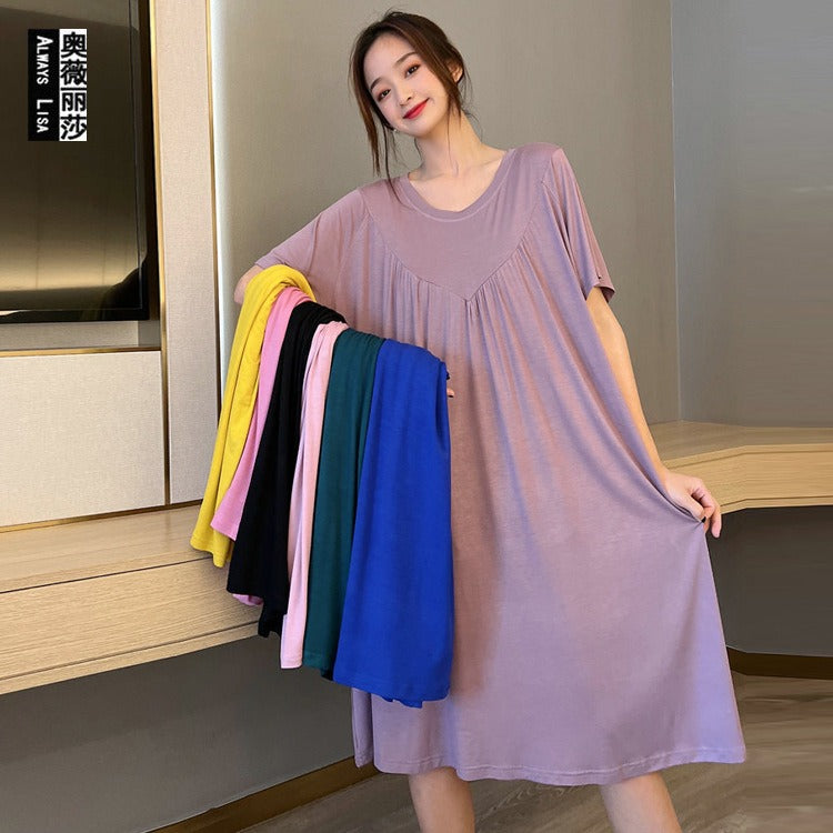 Modal V-Neck Pleated Nightdress