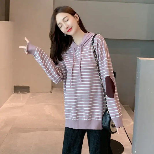 Two-Piece Knitted Nursing Clothing with Wide-Leg Pants