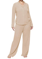 MANBEIYA Womens Pajama Sets 2 Piece Button Down Long Sleeve Sleepwear Pjs Loungewear Sets (X-SmallOcher)