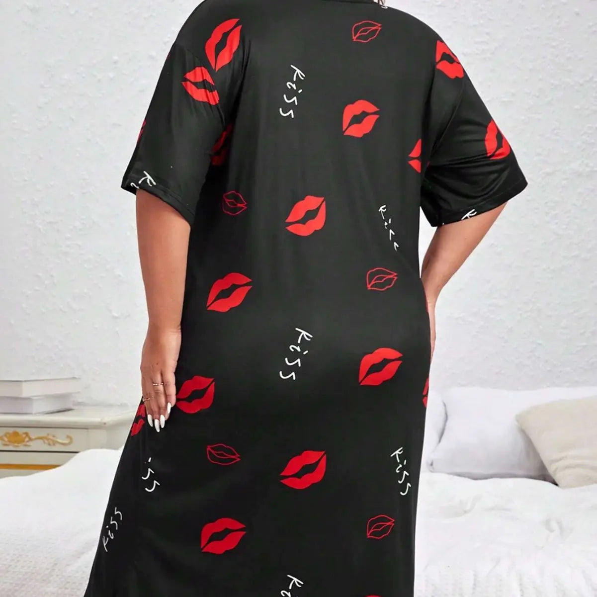 Women’s Short-Sleeve Pajama Dress (Plus Size)