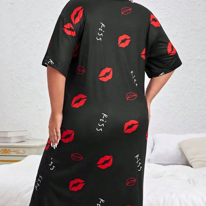 Women’s Short-Sleeve Pajama Dress (Plus Size)