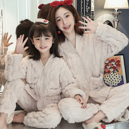 Thick Coral Velvet Mother-Daughter Pajama Set