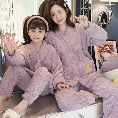 Thick Coral Velvet Mother-Daughter Pajama Set
