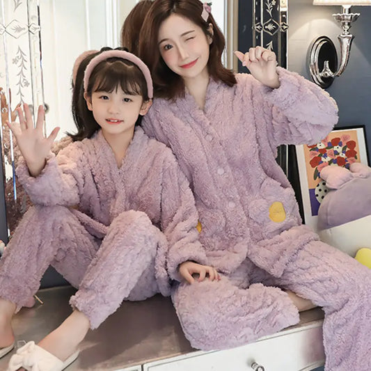 Thick Coral Velvet Mother-Daughter Pajama Set