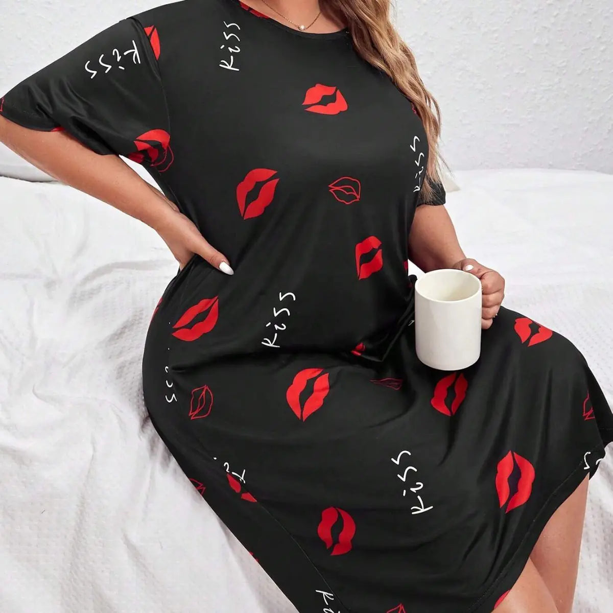 Women’s Short-Sleeve Pajama Dress (Plus Size)