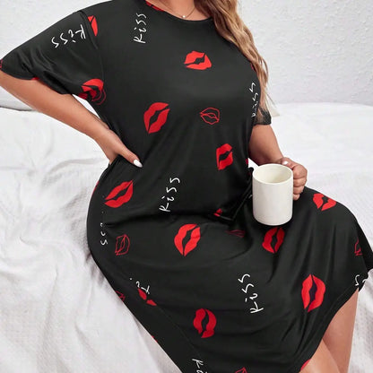 Women’s Short-Sleeve Pajama Dress (Plus Size)