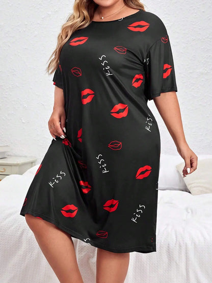 Women’s Short-Sleeve Pajama Dress (Plus Size)