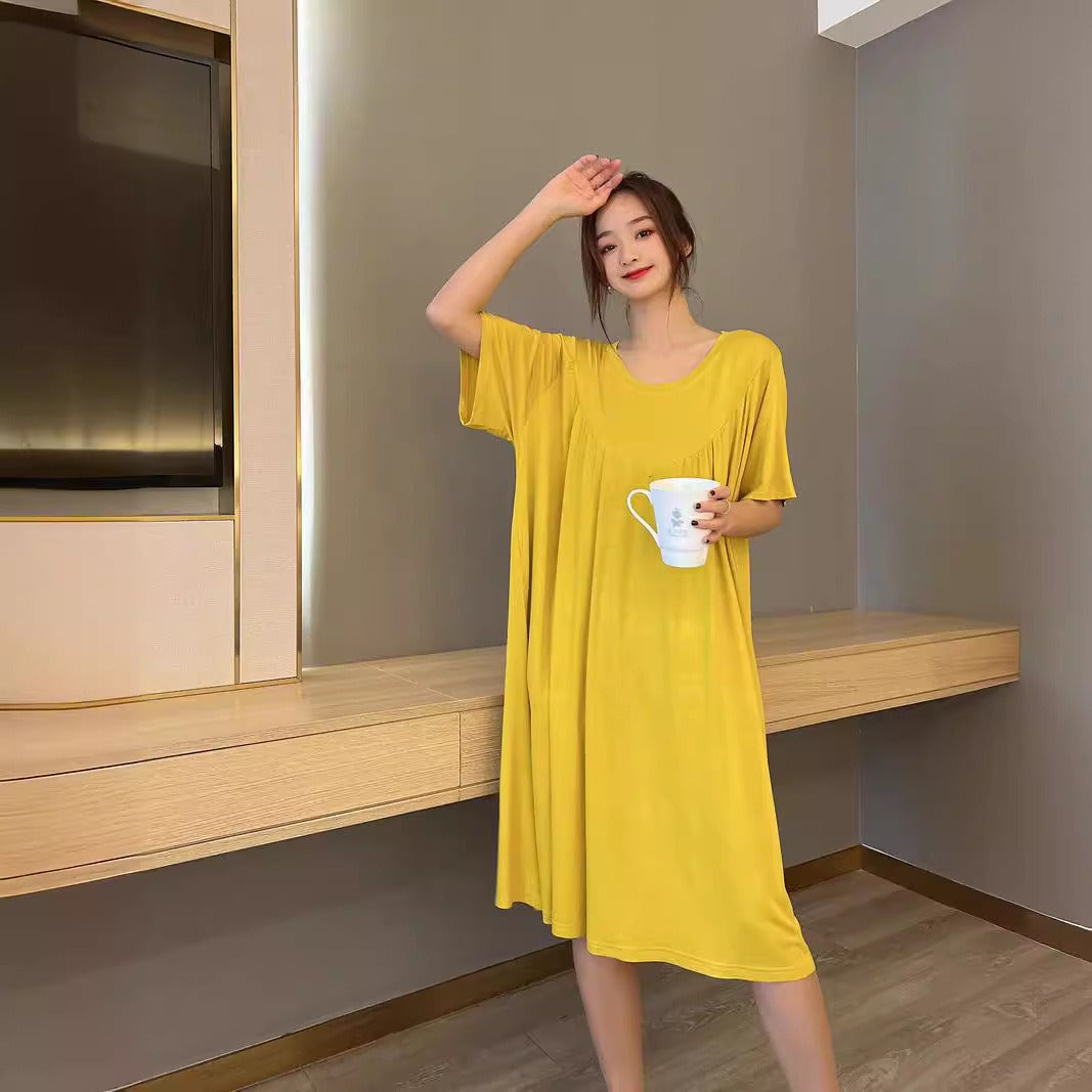 Modal V-Neck Pleated Nightdress