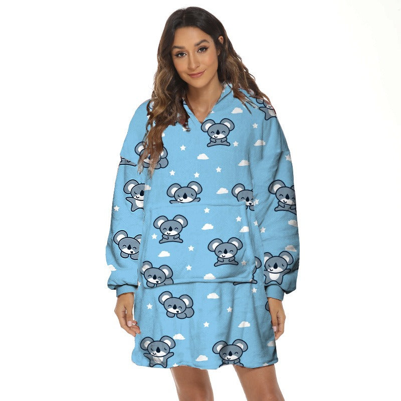 Print Hooded Blanket