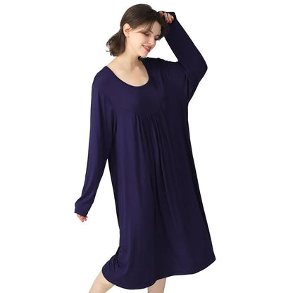 Plus Size Cotton Long Sleeve Home Dress