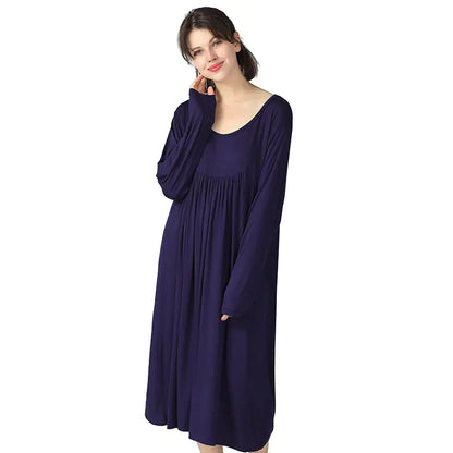 Plus Size Cotton Long Sleeve Home Dress