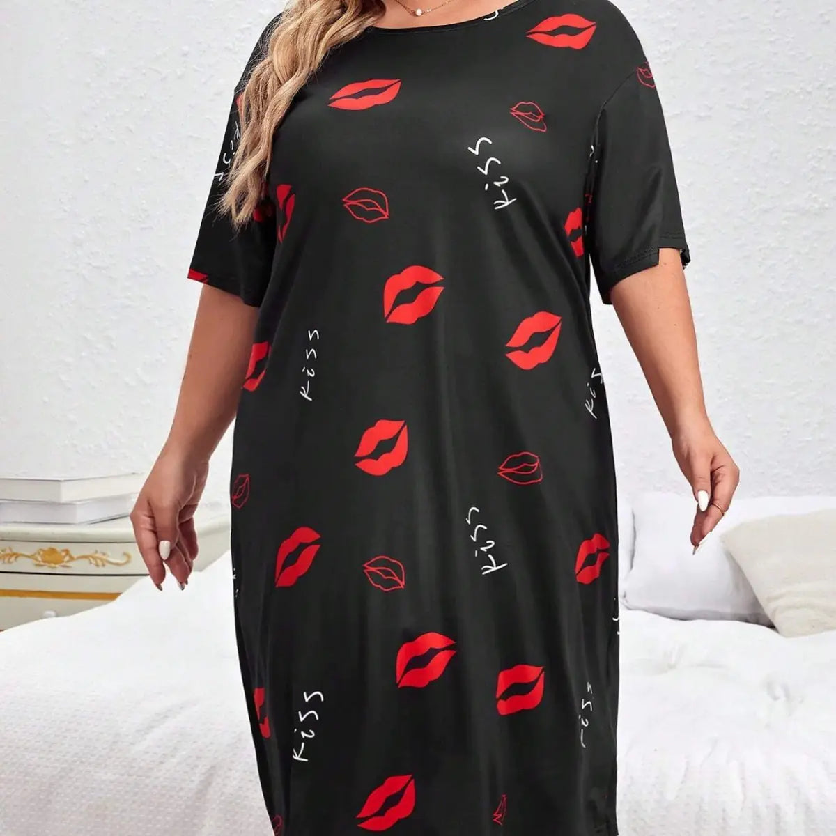 Women’s Short-Sleeve Pajama Dress (Plus Size)