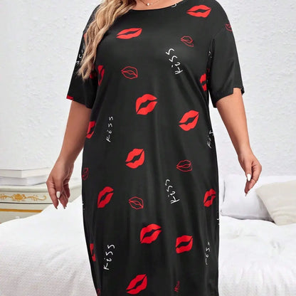 Women’s Short-Sleeve Pajama Dress (Plus Size)
