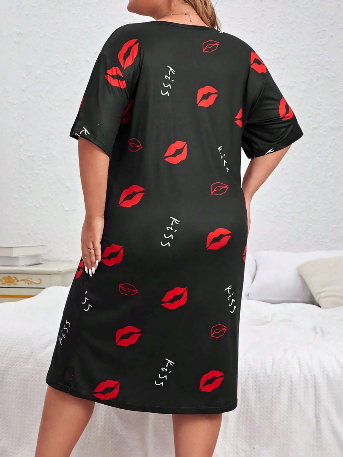 Women’s Short-Sleeve Pajama Dress (Plus Size)