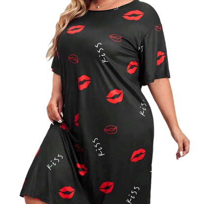 Women’s Short-Sleeve Pajama Dress (Plus Size)