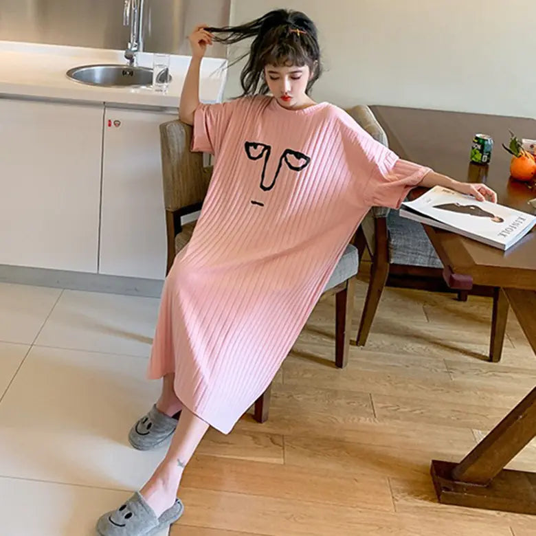 Summer Short Sleeve Sleep Dress with Fun Fruit Design