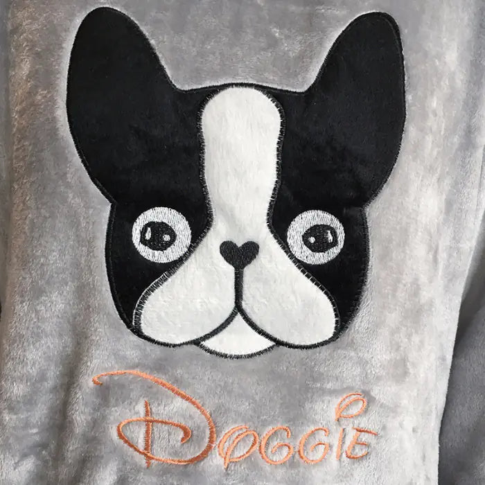 Cute Dog Printed Coral Fleece Pajama Set (2 Pieces)