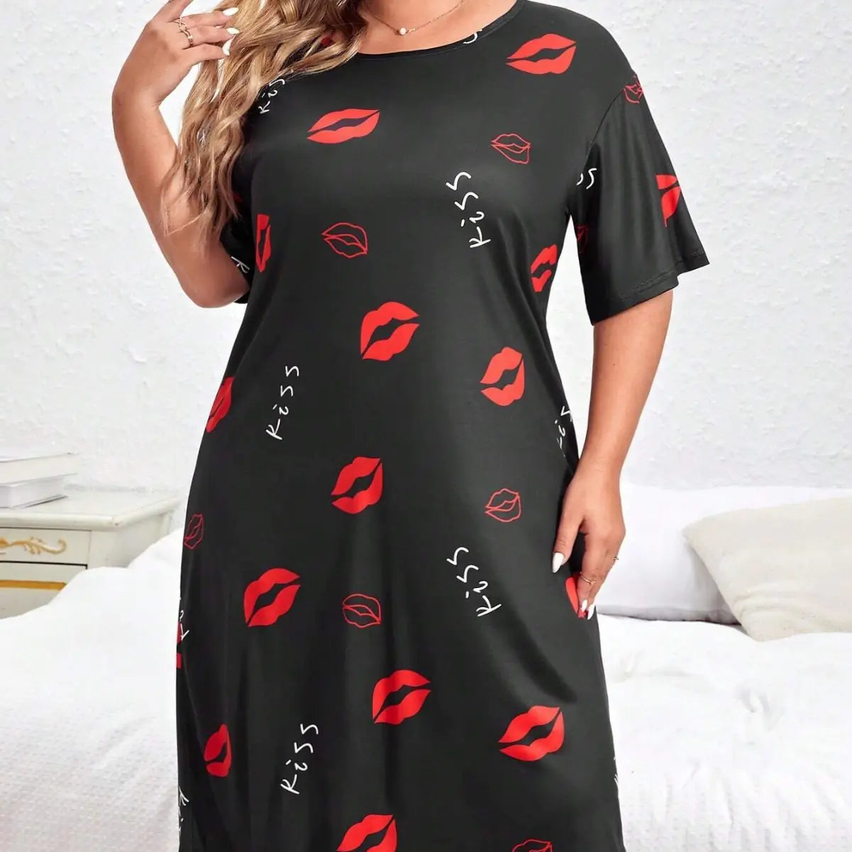 Women’s Short-Sleeve Pajama Dress (Plus Size)