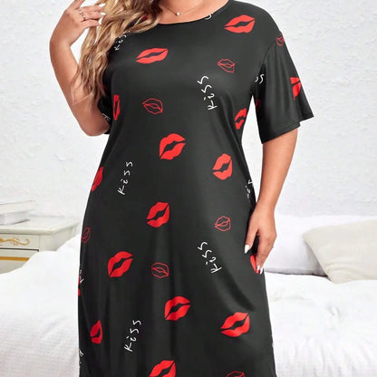 Women’s Short-Sleeve Pajama Dress (Plus Size)
