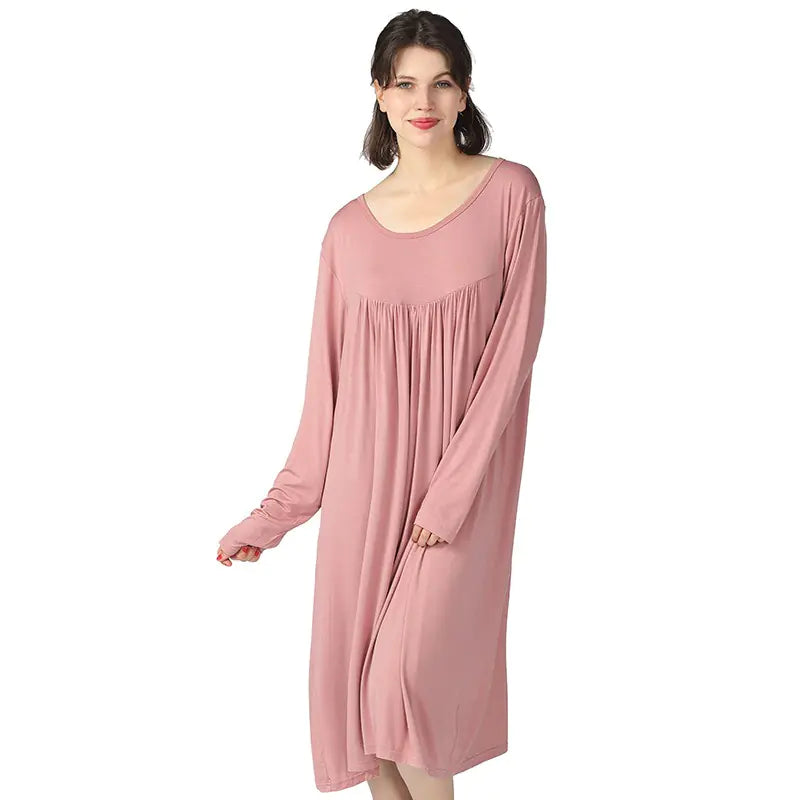 Plus Size Cotton Long Sleeve Home Dress